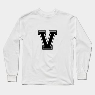 Initial Letter V - Varsity Style Design - Black text Long Sleeve T-Shirt